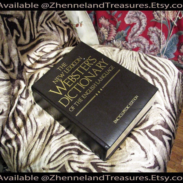 WEBSTER'S DICTIONARY | Oversize Gold Gilded Hardbound Reference Book ©1988 The New Lexicon Encyclopedic Edition |