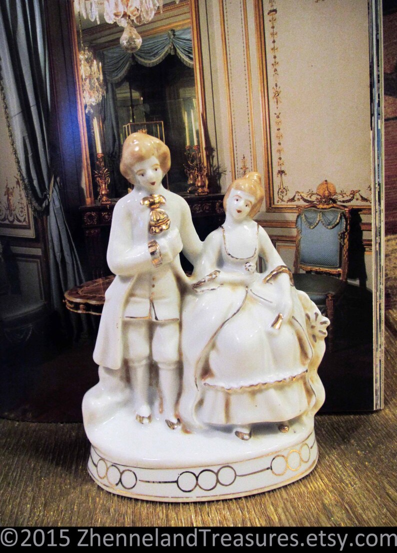 Photo Prop Collectible Ceramic Courting Couple Romantic Vintage Porcelain Figurine Wedding Decor Made in Japan Caketopper? Staging