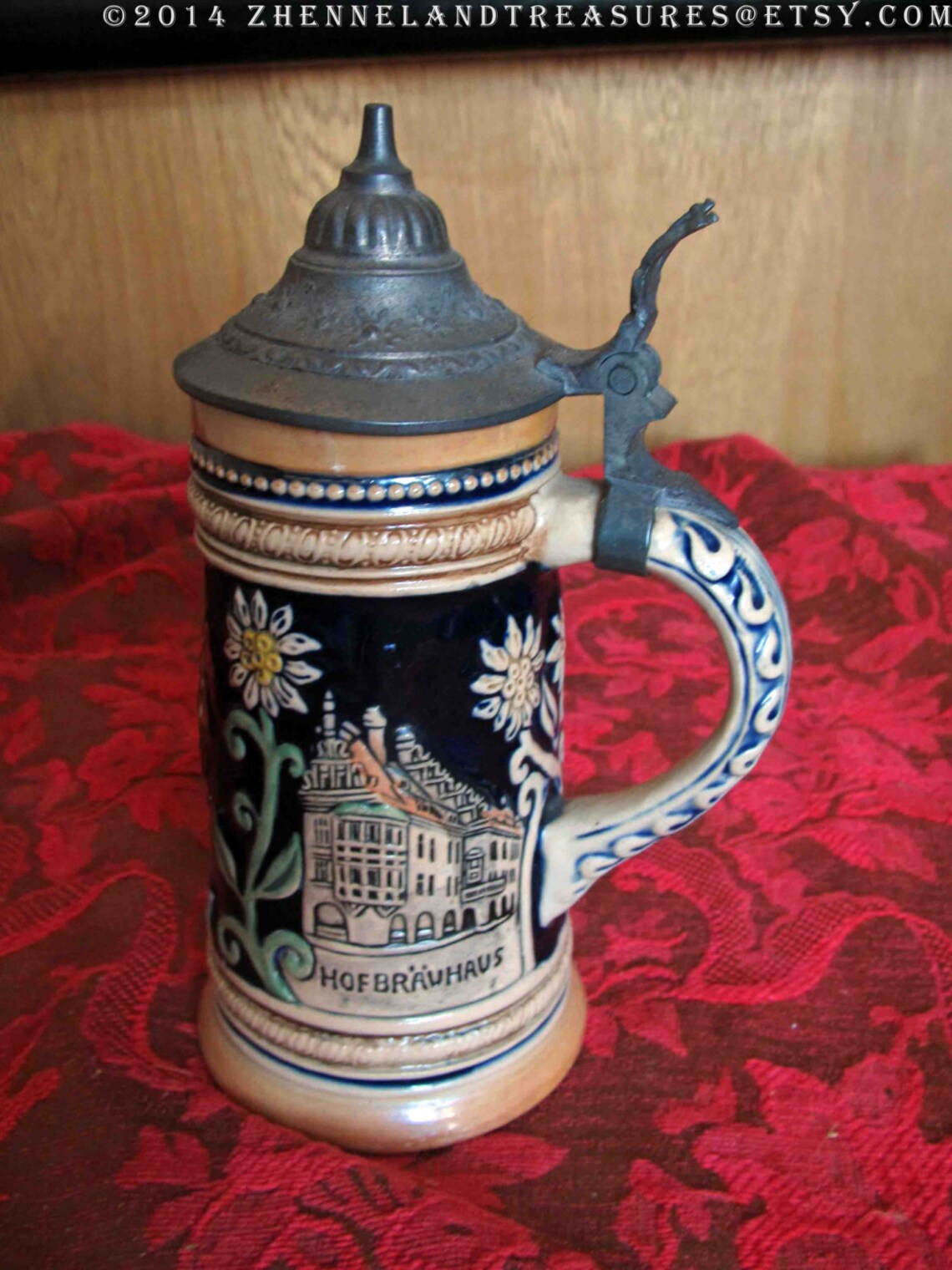 Vintage German Beer Stein/ HOFBRAUHAUS MUNCHEN FRAUENTURME/ Etsy