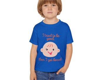 T-shirt pour tout-petit en coton épais, j'ai essayé d'être gentil, puis je me suis ennuyé