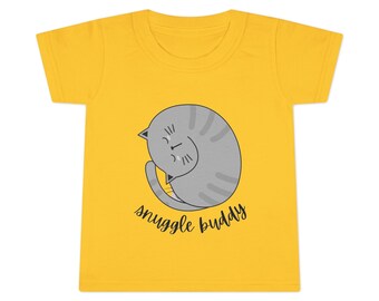 Camiseta para niños pequeños, gato amigo acurrucado