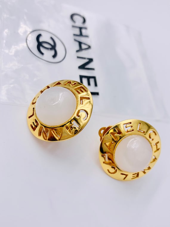 Authentic Vintage Stone Chanel Earrings Circa 1990