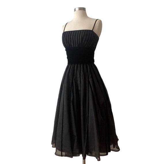 Black Velvet Cocktail Dress  1950s Rappi - image 1