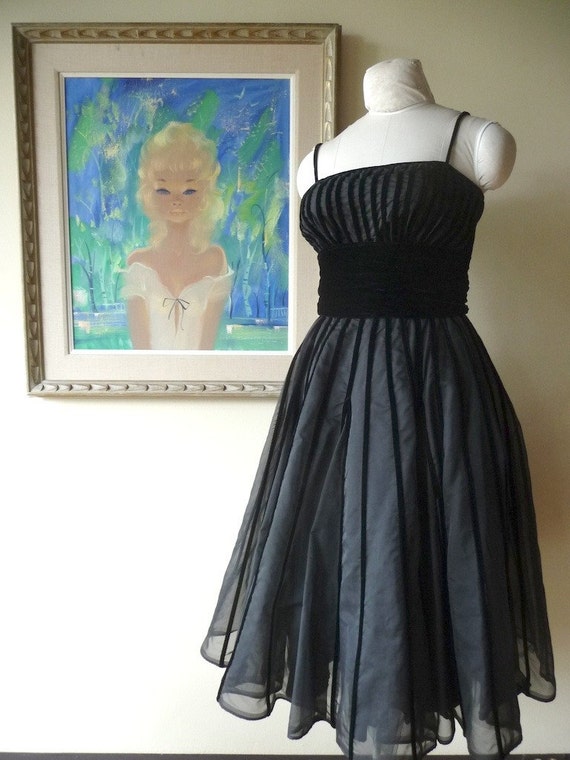 Black Velvet Cocktail Dress  1950s Rappi - image 5