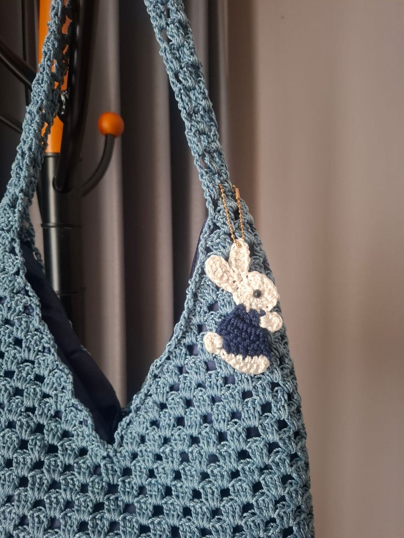 Crochet Bag Bunny, Shoulder Crochet bag, Tote Bag, Handbag Crochet, Crochet Hobo Bag, Knitting Bag , Tote Crochet Bag, Handmade Crochet Bag zdjęcie 2