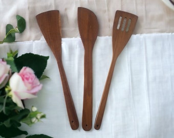 Teak wood utensils/wooden cooking natural handcarved/handcarved spatula/wooden spatula/ wooden cooking spatula/cooking utensil/unique gift