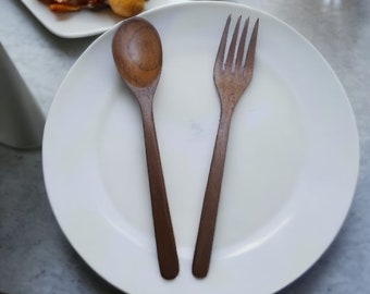 Unique cutlery set wooden Spoon and Fork/ Handcrafted Cutlery Teak Wood Reusable / Wooden utensils / Wooden Cutlery / Eco friendly Utensils