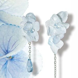 Real Hydrangea Earrings,Blue hydrangea earrings,Pressed Hydrangea Earrings,Dried flower resin earrings,Resin earrings, Gift For Her