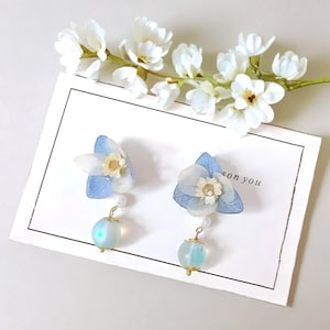 Hydrangea Flower Earrings, Real Pressed Flower Earrings, Dried Flower Resin Earrings,Handmade Jewelry for Women,Mother&#39;s Day Gift For Her