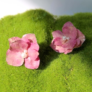 Pendientes de flor de hortensia, pendientes de resina con flor de hortensia hechos a mano, pendientes colgantes con flor de hortensia real, regalo para mamá