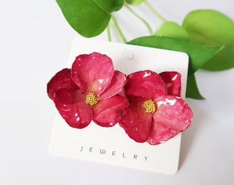 Red Rose Earrings,Red Resin Rose earrings,Rose Petal Earrings,Preserved Flower Earrings,Flower Epoxy Resin,Gift For Mom