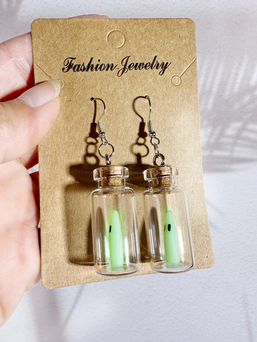 Orecchini Fantasma In Bottiglia Di Vetro Che Si Illuminano Al Buio - Gioielli Halloween Creativi Per Donne, Regalo Festa - 4