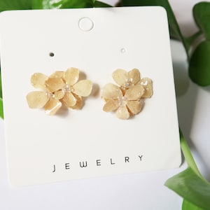 Fashion White Hydrangea Earrings, Real Flower Resin Earrings, Handmade Dry Pressed Earrings, Beautiful Bridal Earrings, Mother&#39;s Day Gift