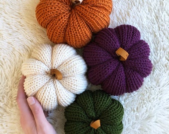 Handmade Knit Pumpkin: Fall Farmhouse and Thanksgiving  Tabletop Decor