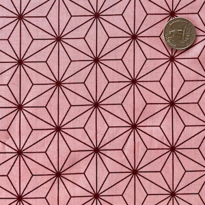 Asanoha pattern (hemp leaf) in pink, Japanese cotton fabric, sold by the 1/2 yard,