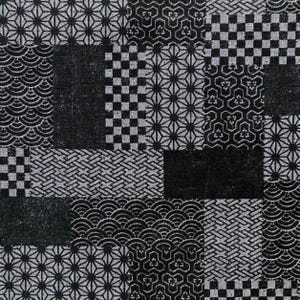 Japanese tradional patch pattern on black, Sold by the half yard, Japanese cotton dobby fabric,