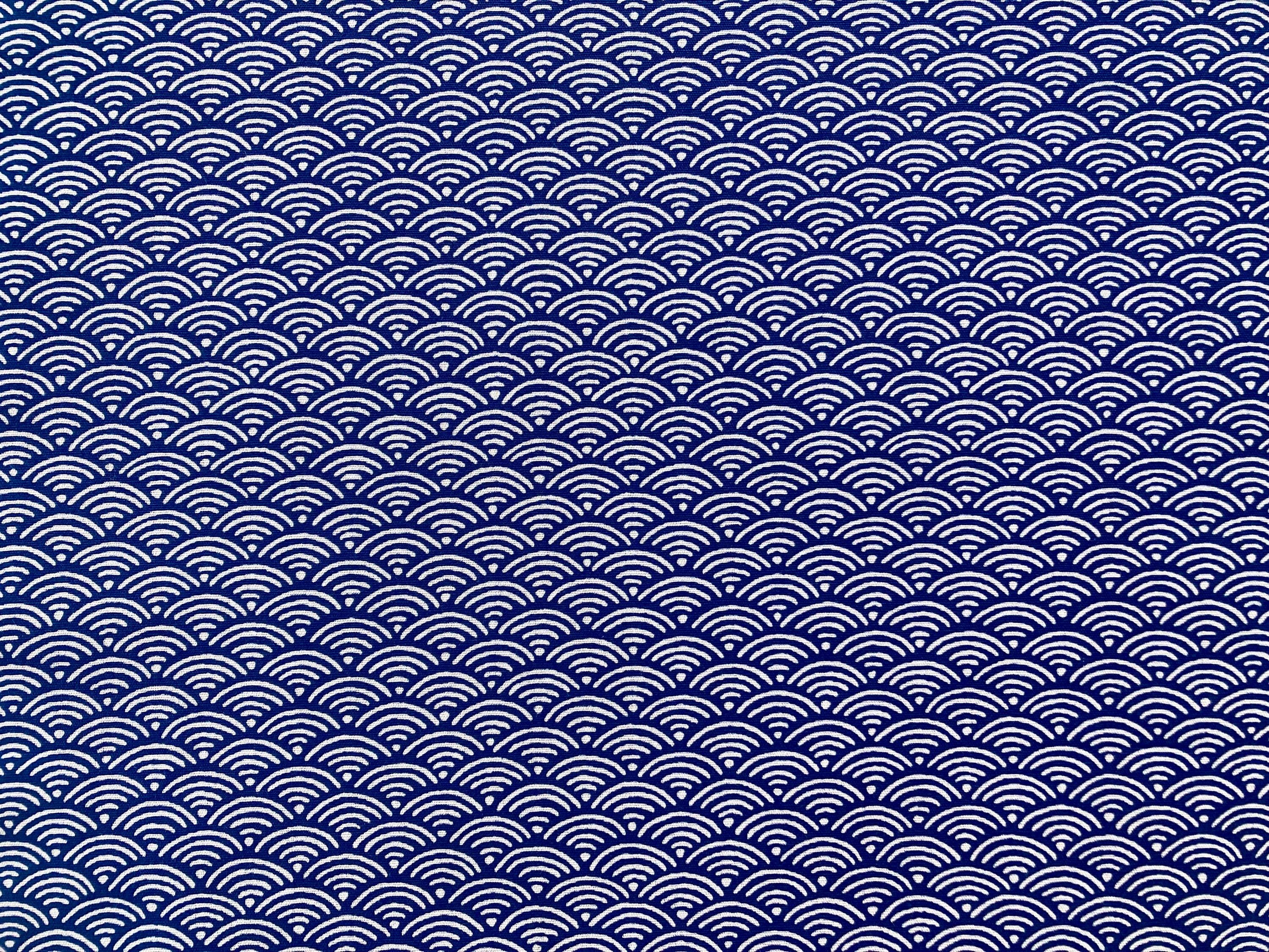 Seigaiha (ocean Wave) Pattern on Blue Background, Japanese Cotton ...