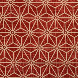Asanoha pattern (hemp leaf) on dark vermilion, Japanese cotton fabric, sold by the 1/2 yard,