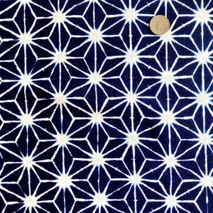 Printed Shibori tie-dye features Asanoha pattern (hemp leaf), Japanese cotton fabrc, sold by the half yard,