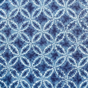 Shibori tie-dye print cotton fabric with shippo pattern (overlapping circles) in indigo, Japanese cotton fabric, sold by the half yard,