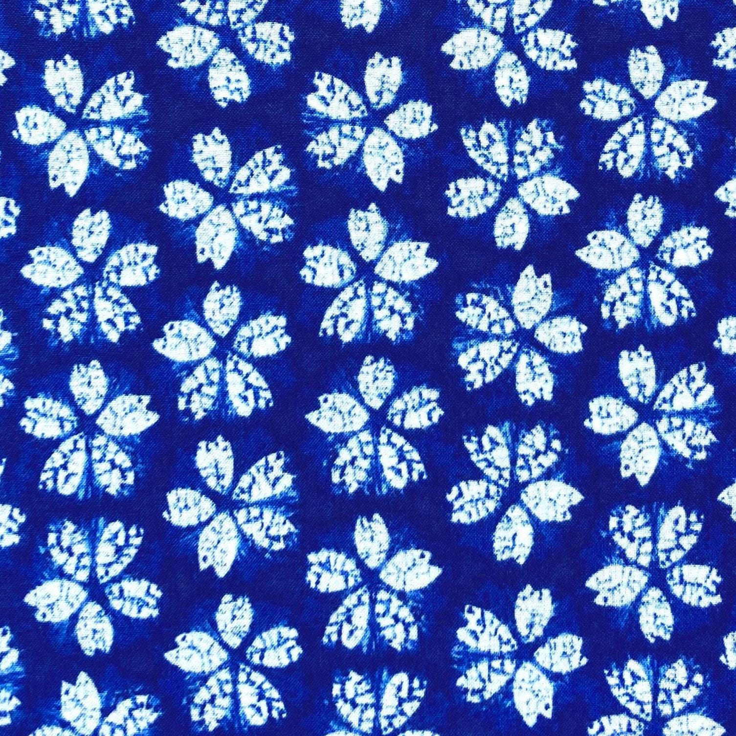 Shibori Tie-dye Print Cotton Fabric With Cherry Blossom Pattern