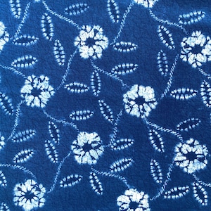 Shibori tie-dye print cotton fabric with floral pattern, Japanese fabric, sold by the half yard,
