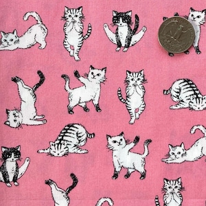 Yoga Katzen, japanischer Baumwollstoff, Meterware