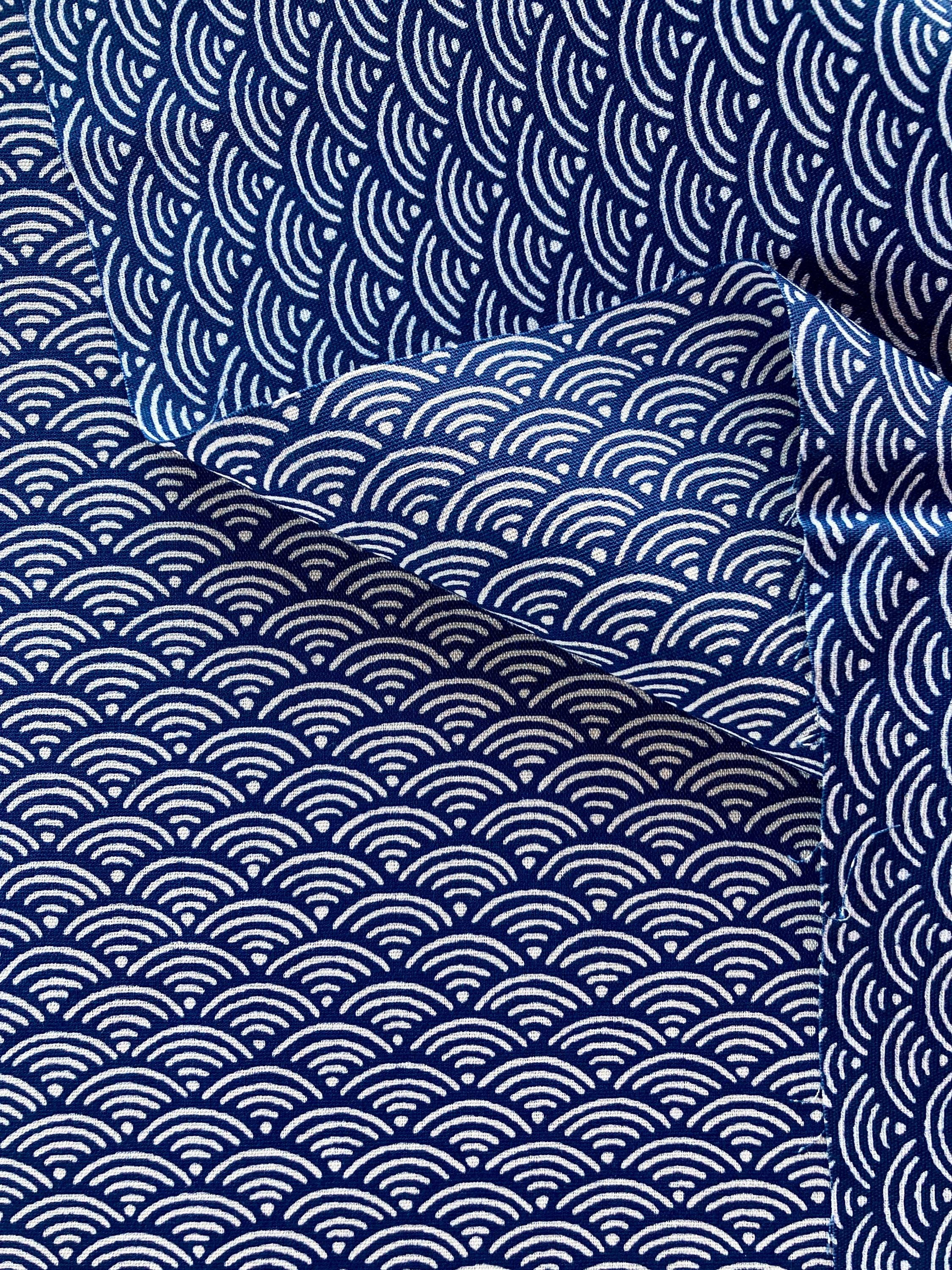 Seigaiha (ocean Wave) Pattern on Blue Background, Japanese Cotton ...