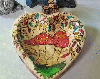 Personalized Heart Bowl Wooden Doodle Bowl Handmade Bowl Anniversary Gift For Couple Wedding Gift