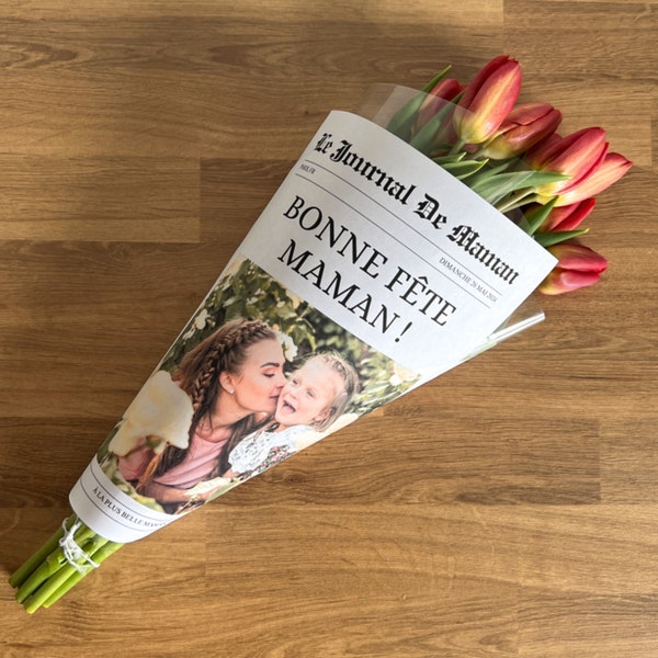 Modèle de journal fête des mère bouquet fleur personnalisable idée cadeau maman emballage bouquet de fleur imprimable canva M3