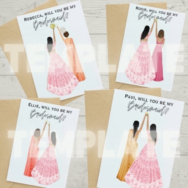 Personalised Indian Bridesmaid proposal card | Will You Be My Bridesmaid? | Indian Wedding