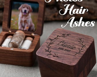 Handgefertigte Erinnerungsbox für Haustiere, Erinnerungsbox aus Holz für Hunde und Katzen, Erinnerungsbox für Asche und Fell