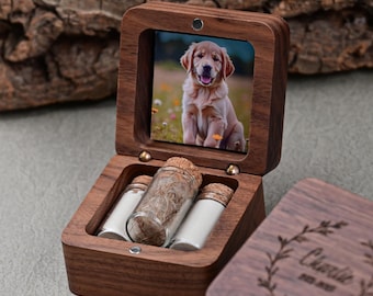 Custom Pet Fur Memorial Box, Personalized Pet Memory Box, Wooden Pet Ashes Box, Dog & Cat Hair Storage, Pet Sympathy Gift, Pet Loss Gifts