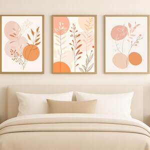 Blush Botanical Print Set: Minimalist Abstract Plant Art, Scandinavian Boho Decor (Digital Download
