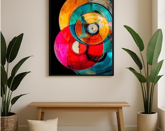 Abstrakt vinylskivtryck: Retro musikdekor (digital nedladdning)