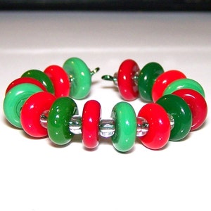 Handmade Lampwork Christmas Candy Style Spacer Beads by Cara image 1