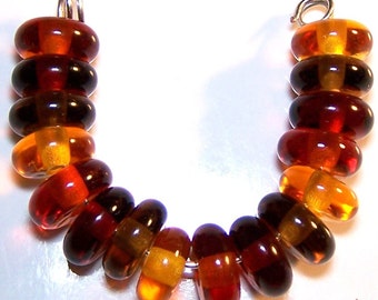 Handmade  Lampwork Autumn Gold Spacer Beads by Cara