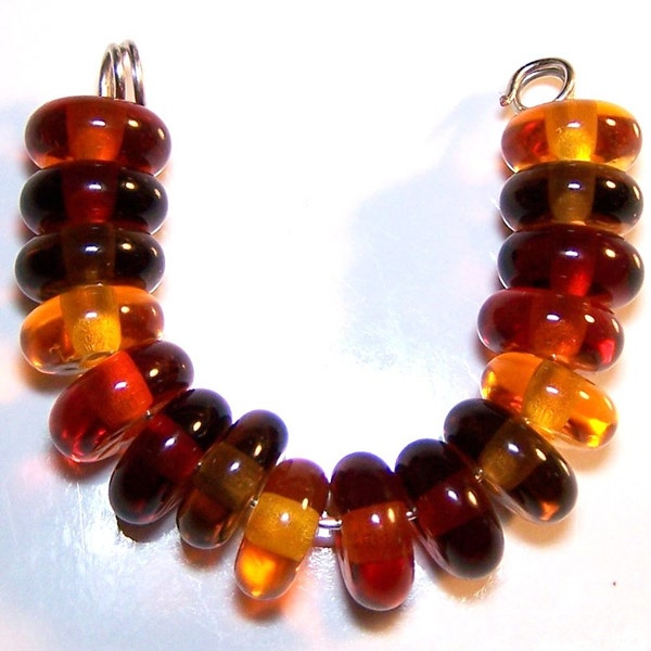 Handmade  Lampwork Autumn Gold Spacer Beads by Cara