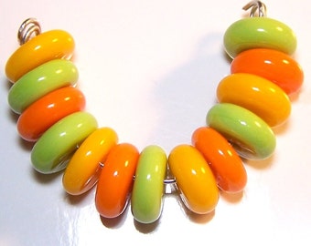 Handmade Lampwork Citrus Candy Style Spacer Beads by Cara