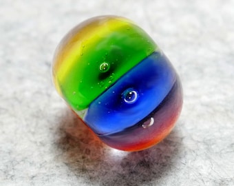 Handmade Lampwork Rainbow Bead by Cara