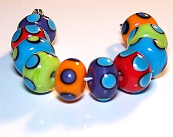 Bright and Bold Lampwork Spacer Beads by Cara