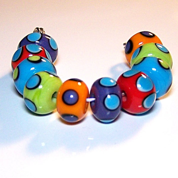 Bright and Bold Lampwork Spacer Beads by Cara