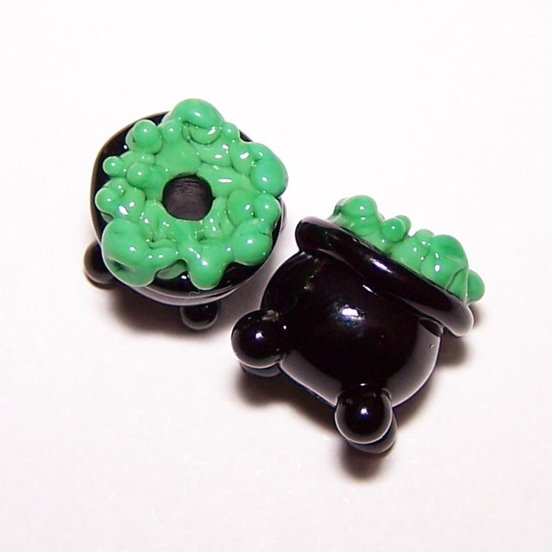 Bubble Bubble Pair of Lampwork Cauldrons by Cara image 2