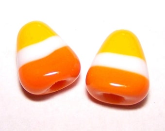 Handmade Lampwork Candy Corn Beads by Cara