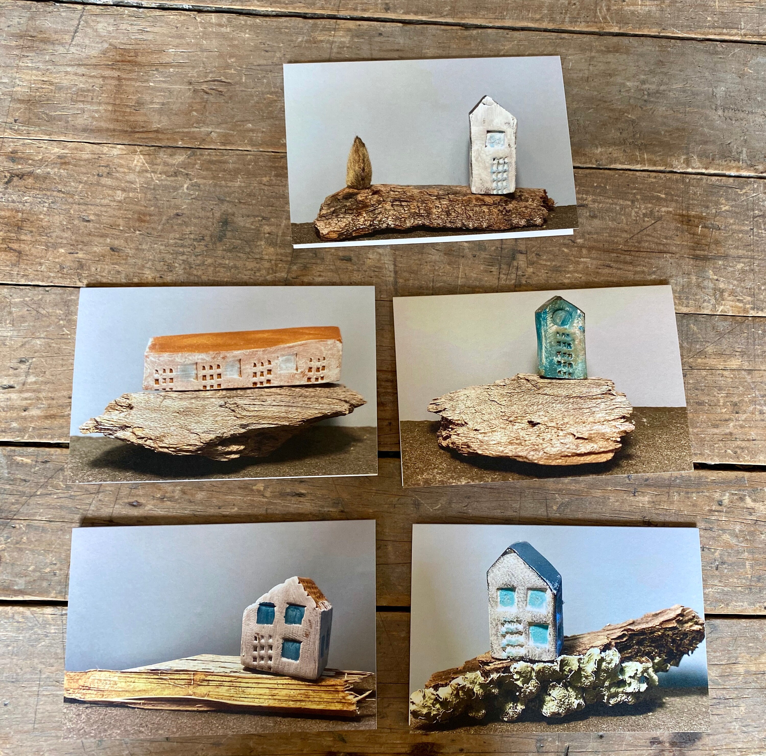 Pack of 5 4x6 Tiny Houses Sculpture Photo Cards W/envelopes Blank