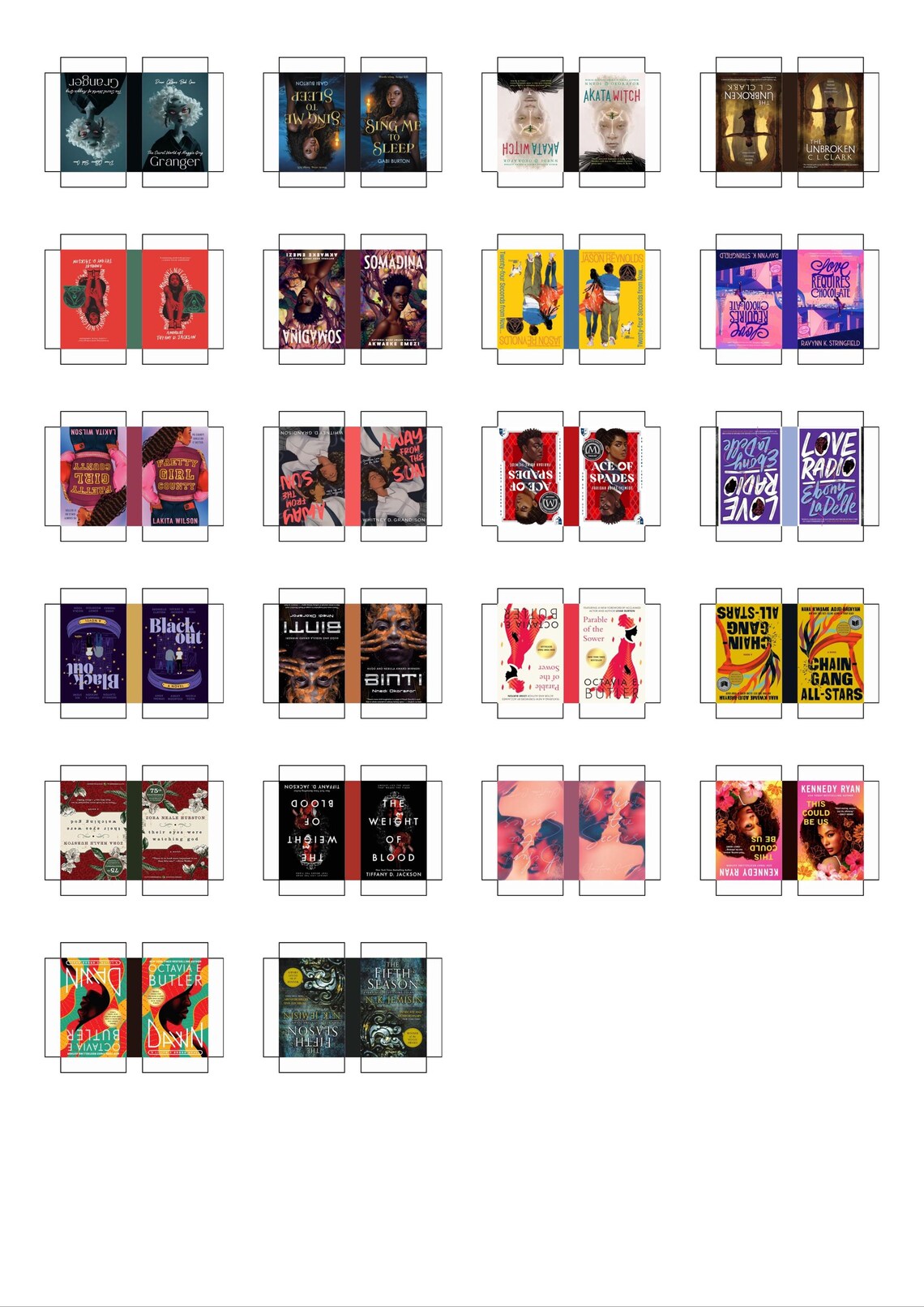 50 Printable Mini Book Black Author, Miniature Printable Book Covers ...