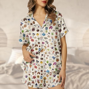The Muppet Show Short Satin Pajamas Set, Kermit the Frog Lounge Set, Muppets Pajamas Women, Animal Muppet Pajamas, Tv Show Sleepwear