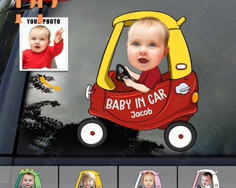 Baby In Car Sticker, Personalized Photo Decal, Face Sticker, Custom Face Drive Safe Sticker, Personalized Car Sticker, Drive Safe Sticker