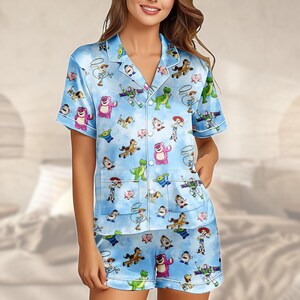 Toy Story Short Satin Pajamas, Buzz Lightyear Woody Lounge Set, Pixar Sleepwear Set, Toy Story Pajamas Women, Disneyland Bride Pajamas