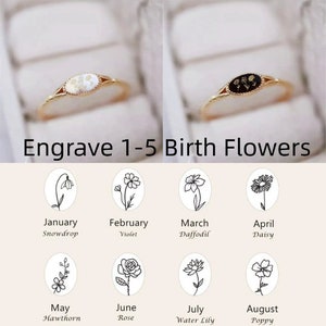 Personalized 1-5 Birth Flowers Ring, Custom Birth Month Flower Ring, Dainty Floral Ring, Mother Gift,Best Friend Daughter Gift,Birthday Gift